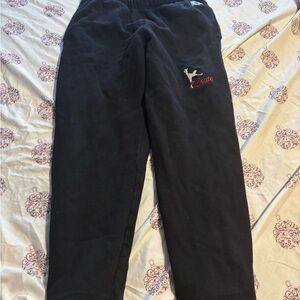 Roots Black Kids Joggers with Red Detail